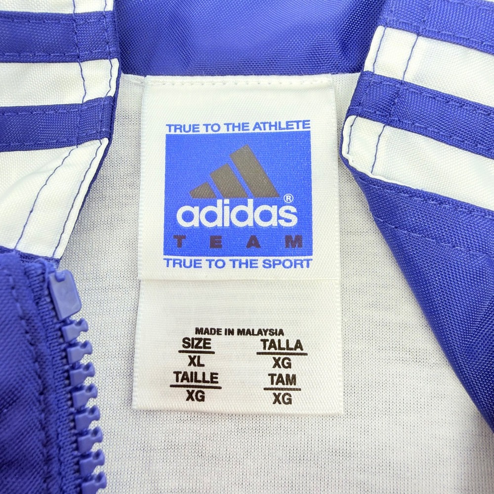 Vintage 2001 Adidas Team Track Jacket Mens XL Blue White Nylon Full Zip Y2K - Picture 3 of 6